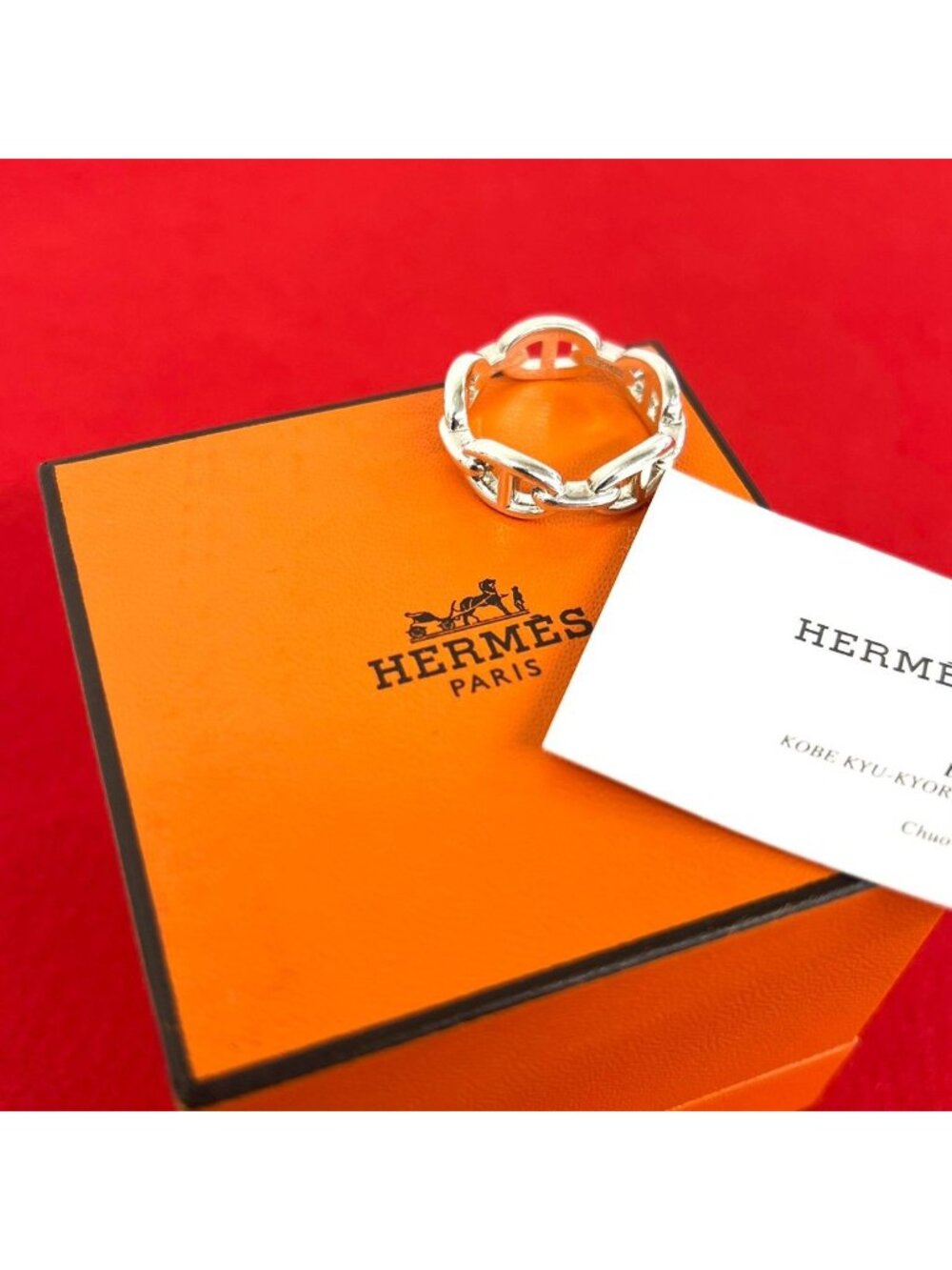 Hermes Chaine D'ancre Enchainee PM Ring 925 Sterling Silver